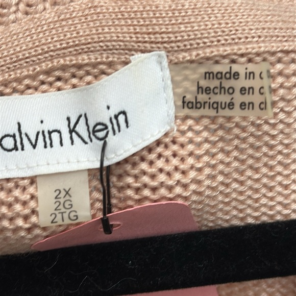 Calvin Klein Lace-Up V-Neck Knit Sweater Blush Pink Size 2X - Picture 3 of 6